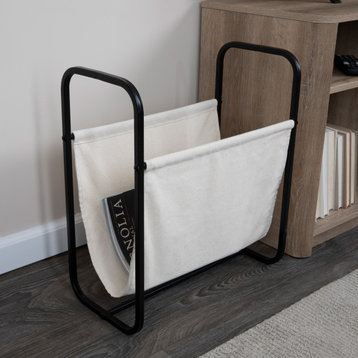Household Essentials Canvas and Metal Log Holder or Magazine Rack
