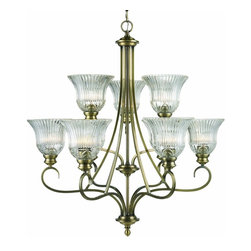 Golden Lighting 60059AB Chandelier with Clarion Glass Shades, Antique Brass Fini - Chandeliers