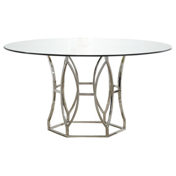 Luna 54" Round Dining Table, Silver