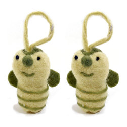 Shea's Wildflower - Wool Bees With Hangers, Set Of 2 - Wreaths And Garlands