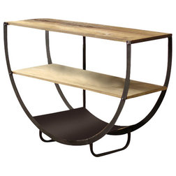 Industrial Console Tables Semi-Circle Console Table With Shelves