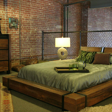 Industrial Chic Wood Platform Bed