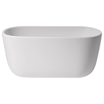 Aquatica Lullaby Mini White Freestanding Solid Surface Bathtub, 55"