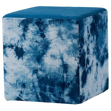 Indigo Stool Upholstered Cube 16.5x17.5"
