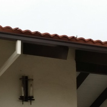 Seamless Box Style Gutters on Tile Roof Home in Santa Ana