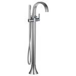 Moen - Moen One-Handle Tub Filler Includes Hand Shower Chrome, S3105 - A graceful arc and unique, soft-stream water flow, make Doux the perfect addition to any bathroom interior as it redefines modern in the language of great design. The D-shaped spout was carefully crafted to present the water in a flat, thin silky ribbon to continue the clean lines of the faucets smooth, wide form.