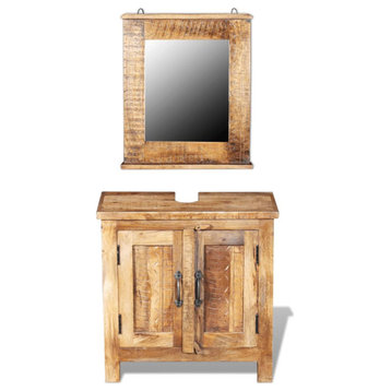 Vidaxl Bathroom Vanity Cabinet With Mirror Solid Mango Wood