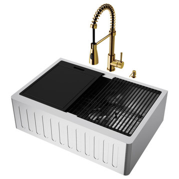 VIGO Sink 30" in Stainless Steel and Faucet in Matte Gold