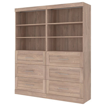 Bestar Pur 72W Closet Organizer with Drawers in Rustic Brown - Engineered Wood