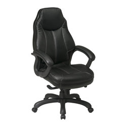 Deluxe Black  High Back Leather Office Chair - Office Chairs