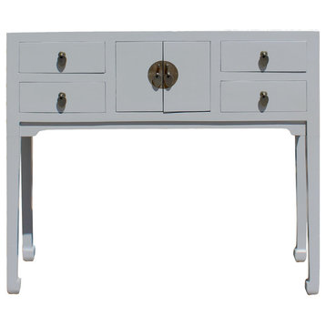 Chinese Semi Gloss Gray Wood Plain 4 Drawers Side Table Hcs5794