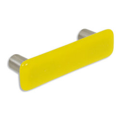 CKP - Art Glass Pull, Canary Yellow, Dull Brushed Nickel Base - Cabinet And Drawer Handle Pulls
