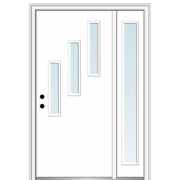 50"x80" 3 Lites Clear Right-Hand Inswing Primed Fiberglass Door, 4-9/16"
