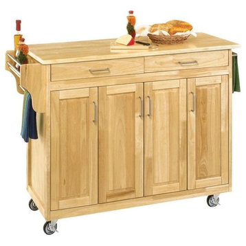 Hawthorne Collections 49" 2-Drawer Wood Kitchen Cart in Natural