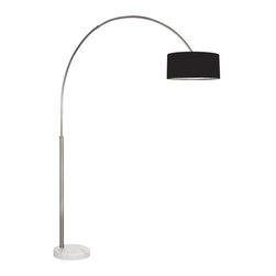 Sonneman Arc Shade 1 Light Floor Lamp in Satin Nickel Finish - Lighting