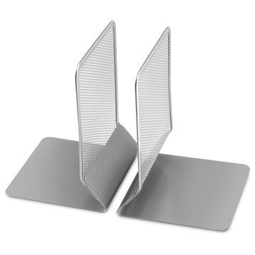 YBM Home Silver Heavy Duty Metal Bookends for Office Shelves and Desk (2 Pack)