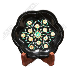 BLACK FLOWER MARBLE TILE - Home Accessories & Decor