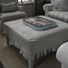 Slipcovered ottoman