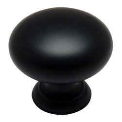 Cosmas - Cosmas 4950FB Flat Black Cabinet Round Mushroom Knob, 1-1/4" Diameter, Set of 5 - Cabinet And Drawer Knobs