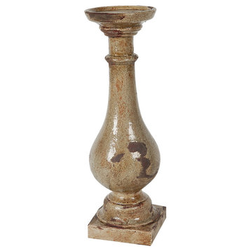 Ceramic Candle Holder, Light Brown, 5.5"x16"