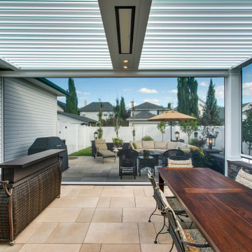 South Calgary StruXure Adjustable White Pergola Enclosed with Phantom Screens