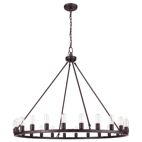 Oil Rubbed Bronze 24-light Chandelier - One piece wagon wheel