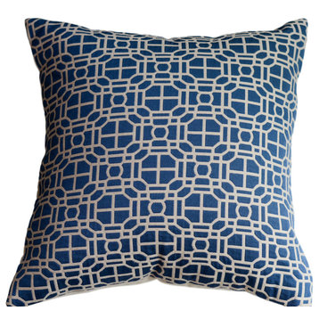 Modern Geometric Decorative Pillow, Blue, Without Insert