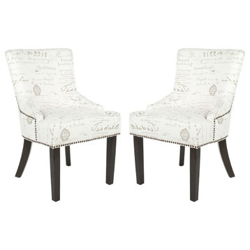Safavieh Lotus Side Chairs, Set of 2, Eggshell With French Writing
