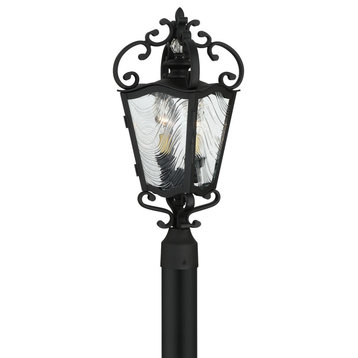 Brixton Ivy Three Light Outdoor Post Mount, Coal With Honey Gold Highlights