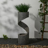 40"H Curving Shaped Outdoor Polyresin Gray Fountain With LED Light and Pump