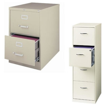 (Value Pack) 2 Drawer and 4 Drawer File Cabinet in White and Putty