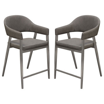 Adele 2 Counter Height Chairs, Gray