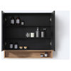Bergen Modern Medicine Cabinet, Matte Black Frame, Pecan Oak Shelf, 36"