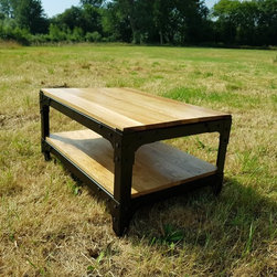 Custom Handmade Oak Industrial Coffee Table - Coffee Tables