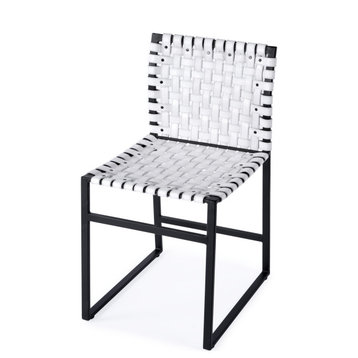 Urban Woven Leather Side Chair, White