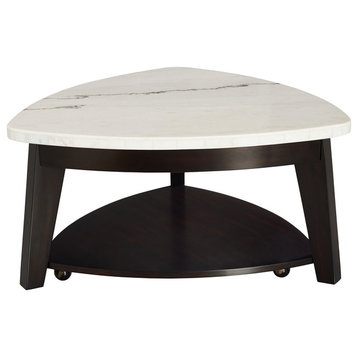 Steve Silver Marble Top Cocktail Table In White And Ebony Finish FC340CAS