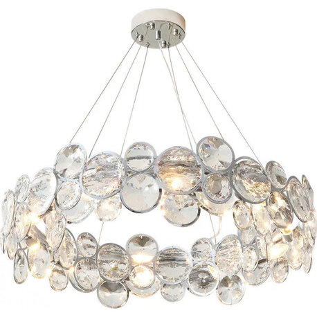 Vendone | Drum Chrome Chandelier With Crystal Rings, 30.7''