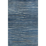 Bashian - Bashian Sydney Area Rug, Azure, 8'6"x11'6" - Treat your feet and your home with the 8.6-by-11.6-foot Bashian Sydney Wool Area Rug. Its surface consists of finely spun wool and shimmering viscose highlights, while a reinforced, cotton canvas backing protects and cushions. The unique fine lines pass through the azure background, recalling a natural, uncontrollable energy. Place this rug in your bedroom or living room for a contemporary design and a touch of vitality.