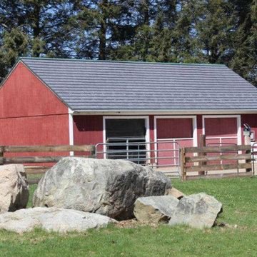 Metal Roofing - Oxford Slate Rock Metal Shingle in Blue Barn