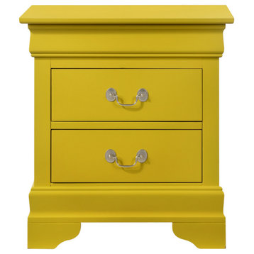 Louis Philippe 2-Drawer Yellow Nightstand, 24 in. H X 22 in. W X 16 in. D