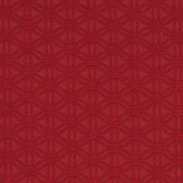 Red Small Scale Flower Woven Matelasse Upholstery Grade Fabric By The Yard