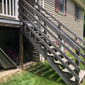 Replacing temporary stairs with new stairs and landing