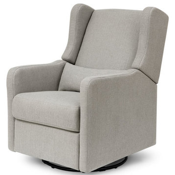 Home Square 2 Piece Linen Recliner and Swivel Glider Set in Gray