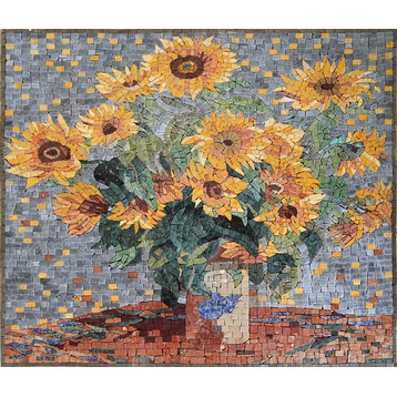 Claude Monet Sunflowers", Mosaic Reproduction " 39"x34"