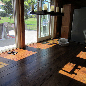 SAGAPONACK FARMHOUSE: WIDE PLANK RED OAK REVIVED - MED BROWN STAIN/TRAFFIC HD