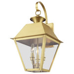 Livex Lighting - Wentworth 3 Light Natural Brass Outdoor Large Wall Lantern - With its appealing natural brass finish and clear glass, the stunning Mansfield collection will make an elegant addition to any outdoor space. Formed from solid brass & traditionally inspired, this downward hanging three-light outdoor large wall lantern is perfect for a back porch or entry way. Combining superb craftsmanship and affordable price, this fixture is sure to be a timeless addition to your home.