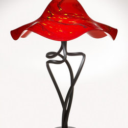 24" Fluted Oriental Red Spiral Table Light - Table Lamps