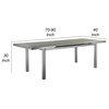 Benzara BM287827 Kylo 90" Dining Table, Smooth Gray Aluminum Frame, Outdoor