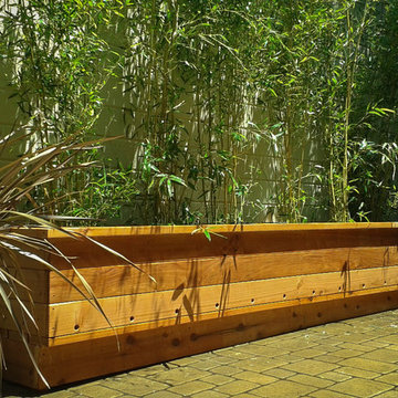 Custom redwood bamboo planter box
