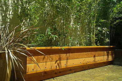 Custom redwood bamboo planter box